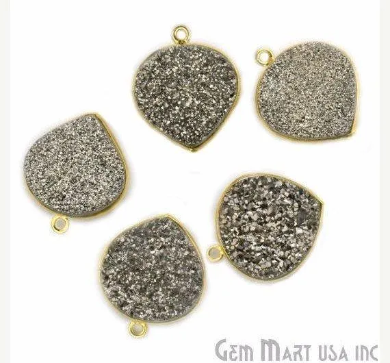 Necklaces GemMartUSA Natural Titanium Druzy 16mm Heart Gold Single Bail Gemstone Connector Necklaces GemMartUSA Natural Titanium Druzy 16mm Heart Gold Single Bail Gemstone Connector