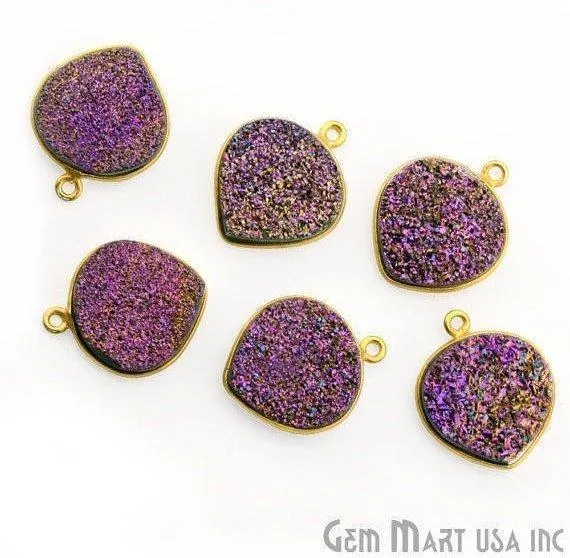 Necklaces GemMartUSA Natural Titanium Druzy 16mm Heart Gold Single Bail Gemstone Connector Necklaces GemMartUSA Natural Titanium Druzy 16mm Heart Gold Single Bail Gemstone Connector