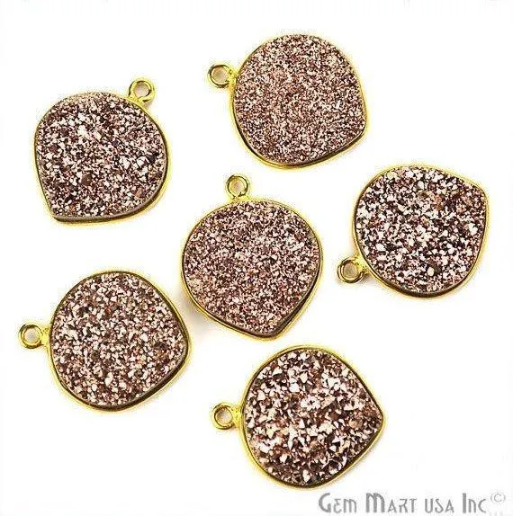 Necklaces GemMartUSA Natural Titanium Druzy 16mm Heart Gold Single Bail Gemstone Connector Necklaces GemMartUSA Natural Titanium Druzy 16mm Heart Gold Single Bail Gemstone Connector