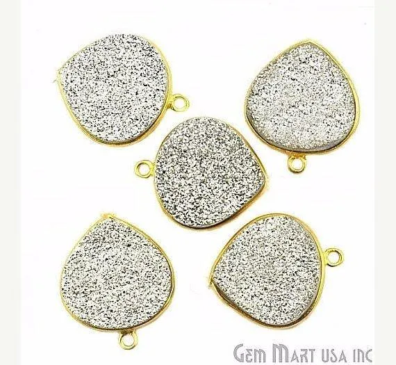 Necklaces GemMartUSA Natural Titanium Druzy 16mm Heart Gold Single Bail Gemstone Connector Necklaces GemMartUSA Natural Titanium Druzy 16mm Heart Gold Single Bail Gemstone Connector