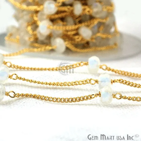 Necklaces GemmartUSA Rainbow Moonstone Rondelle 56mm Gold Plated Wire Wrapped Rosary Chain Necklaces GemmartUSA Rainbow Moonstone Rondelle 56mm Gold Plated Wire Wrapped Rosary Chain