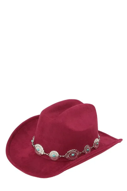 Necklaces ICCO ACCESSORIES Silver and Turquoise Chain Accent Fedora Hat