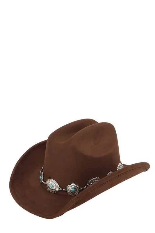 Necklaces ICCO ACCESSORIES Silver and Turquoise Chain Accent Fedora Hat Necklaces ICCO ACCESSORIES Silver and Turquoise Chain Accent Fedora Hat