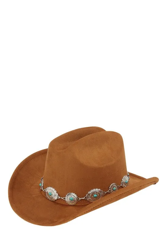 Necklaces ICCO ACCESSORIES Silver and Turquoise Chain Accent Fedora Hat Necklaces ICCO ACCESSORIES Silver and Turquoise Chain Accent Fedora Hat