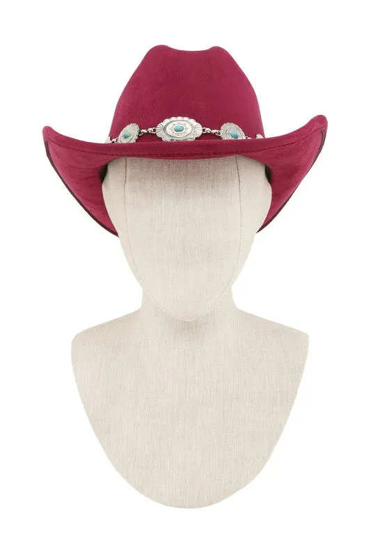 Necklaces ICCO ACCESSORIES Silver and Turquoise Chain Accent Fedora Hat Necklaces ICCO ACCESSORIES Silver and Turquoise Chain Accent Fedora Hat