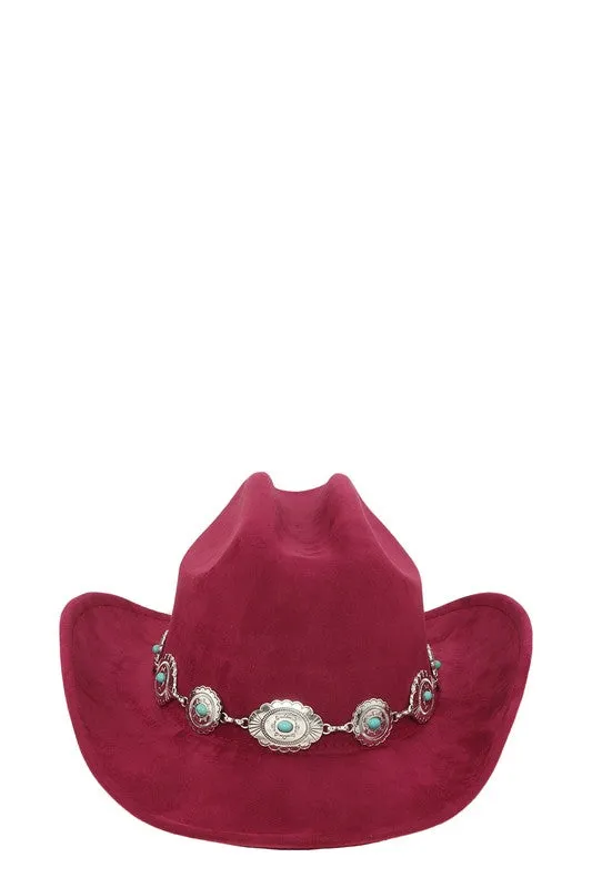 Necklaces ICCO ACCESSORIES Silver and Turquoise Chain Accent Fedora Hat Necklaces ICCO ACCESSORIES Silver and Turquoise Chain Accent Fedora Hat