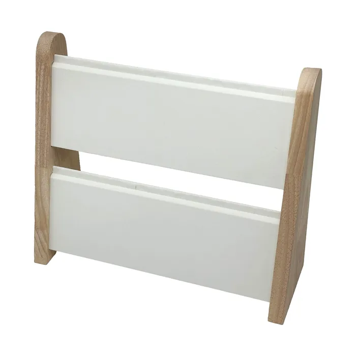 Necklaces JPIDisplay 2 Tier Wood and White Leatherette Necklace Jewelry Display Necklaces JPIDisplay 2 Tier Wood and White Leatherette Necklace Jewelry Display