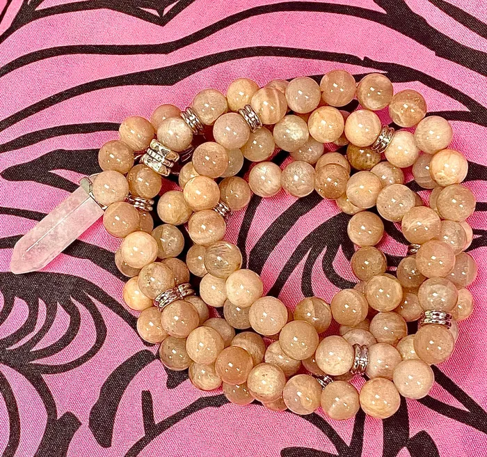 Necklaces Lily Rose Jewelry Last 1 Peach Moonstone Heart Opening Activation 108 Stretch Mala Necklace Bracelet