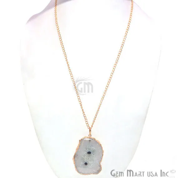 Necklaces One Of A Kind Solar druzy 43x64mm Gold Electroplated Single Bail 34 Inch Necklace Chain Pendant GemMartUSA Necklaces One Of A Kind Solar druzy 43x64mm Gold Electroplated Single Bail 34 Inch Necklace Chain Pendant GemMartUSA