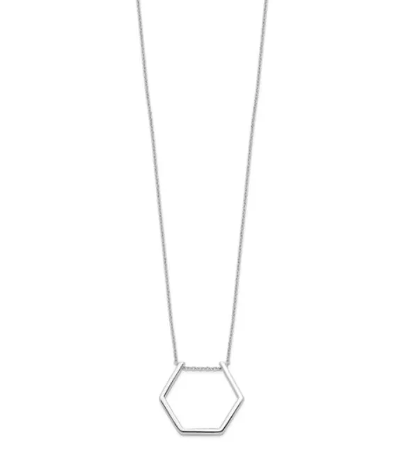 Necklaces Quality Gold Sterling Silver Rhodium Plated Hexagon Necklace SI6649