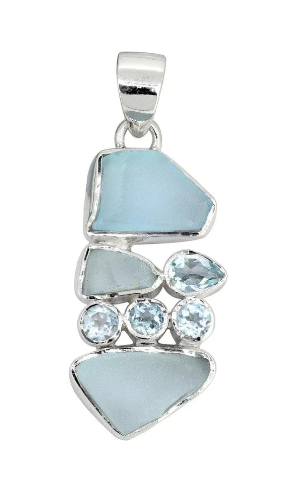 Necklaces Rough Blue Topaz Solid 925 Sterling Silver Pendant Necklace YoTreasure