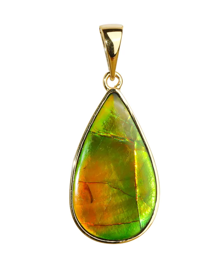 Necklaces YoTreasure 14K Gold Vermeil Over 925 Silver 1405 Cts Ammolite Gemstone Necklace