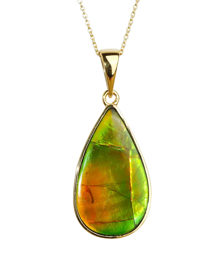 Necklaces YoTreasure 14K Gold Vermeil Over 925 Silver 1405 Cts Ammolite Gemstone Necklace