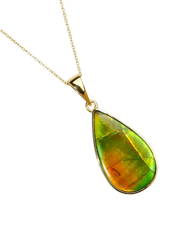 Necklaces YoTreasure 14K Gold Vermeil Over 925 Silver 1405 Cts Ammolite Gemstone Necklace