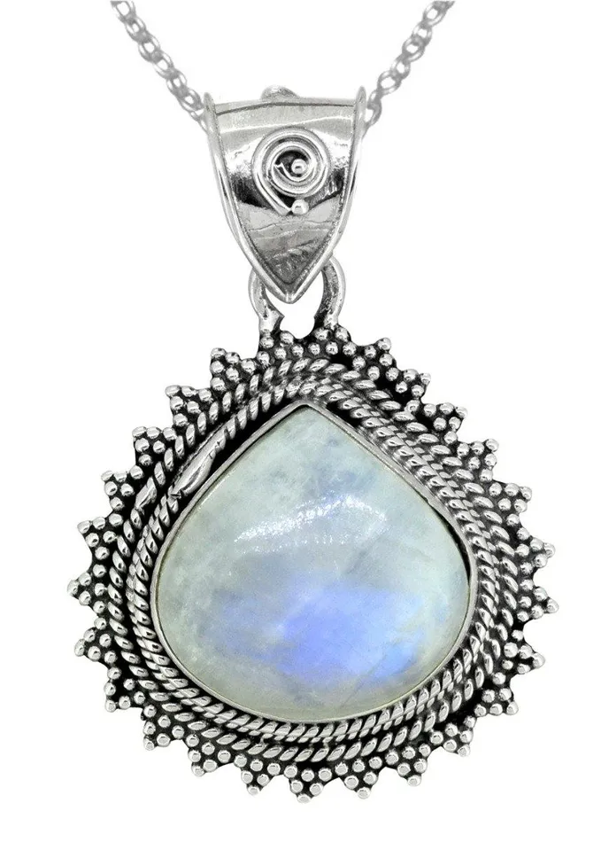 Necklaces YoTreasure Moonstone Pendant Solid 925 Sterling Silver Teardrop Necklace18 Necklaces YoTreasure Moonstone Pendant Solid 925 Sterling Silver Teardrop Necklace18