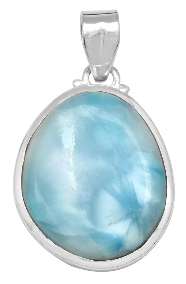 Necklaces YoTreasure Natural Larimar 1 34 Long 925 Solid Sterling Silver Pendant With 18 Chain Necklaces YoTreasure Natural Larimar 1 34 Long 925 Solid Sterling Silver Pendant With 18 Chain
