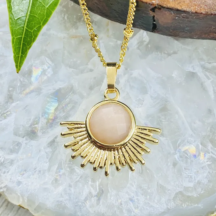 NEW STONE Sunstone Ray of Light Sunburst Confidence Sun Pendant 18 Gold Necklace Lily Rose Jewelry Necklaces NEW STONE Sunstone Ray of Light Sunburst Confidence Sun Pendant 18 Gold Necklace Lily Rose Jewelry Necklaces