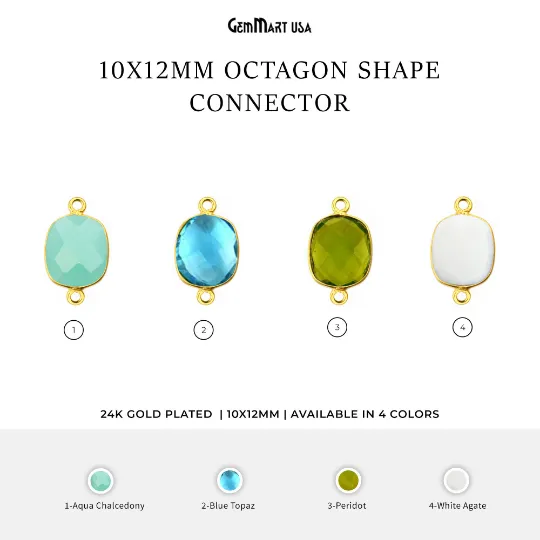 Octagon 10x12mm Double Bail Gold Bezel Gemstone Connector GemmartUSA PreStyled Sets Octagon 10x12mm Double Bail Gold Bezel Gemstone Connector GemmartUSA PreStyled Sets