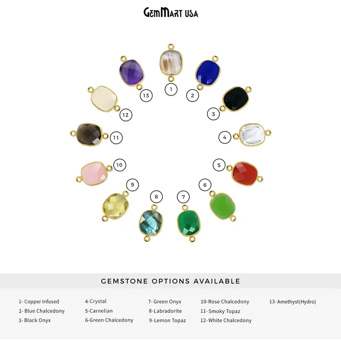 Octagon 9x11mm Double Bail Gold Bezel Gemstone Connector GemMartUSA PreStyled Sets Octagon 9x11mm Double Bail Gold Bezel Gemstone Connector GemMartUSA PreStyled Sets