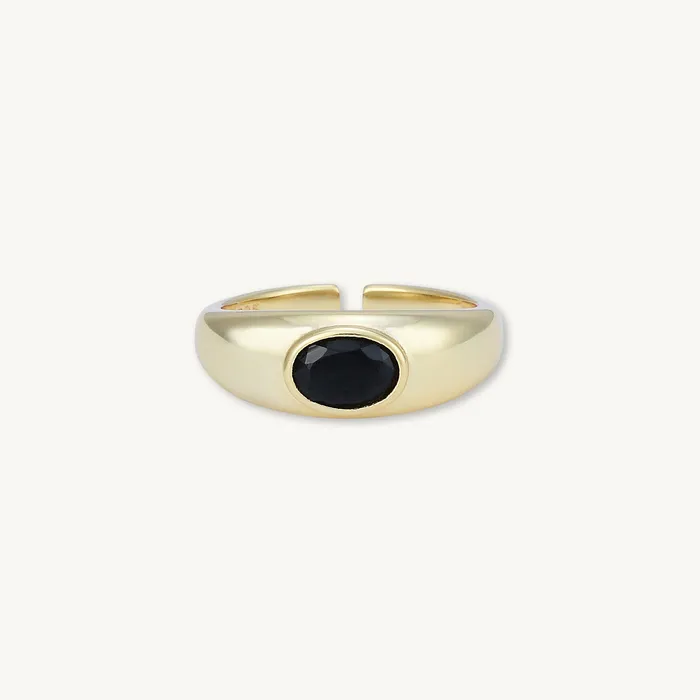 Onyx Signet Dome Open Ring Camile Stone Rings