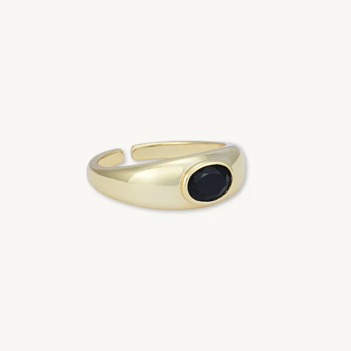 Onyx Signet Dome Open Ring Camile Stone Rings