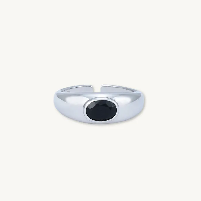 Onyx Signet Dome Open Ring Camile Stone Rings