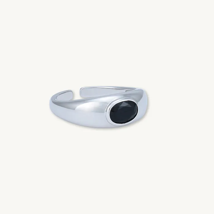 Onyx Signet Dome Open Ring Camile Stone Rings