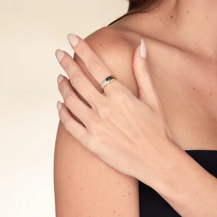 Onyx Signet Dome Open Ring Camile Stone Rings