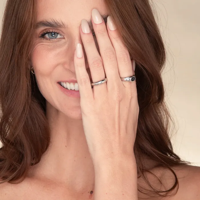 Onyx Signet Dome Open Ring Camile Stone Rings