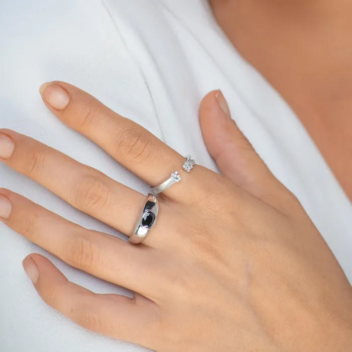 Onyx Signet Dome Open Ring Camile Stone Rings