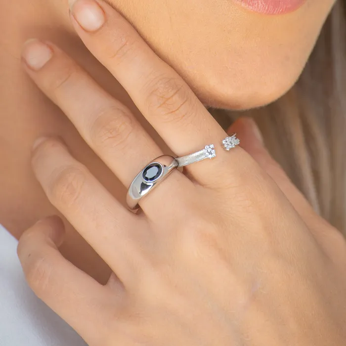 Onyx Signet Dome Open Ring Camile Stone Rings