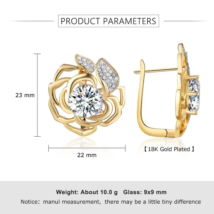 Personalized Jewel Earrings Gold Hoop Earrings Copper Romantic Flower Party Cubic Zirconia Classic Jewelry
