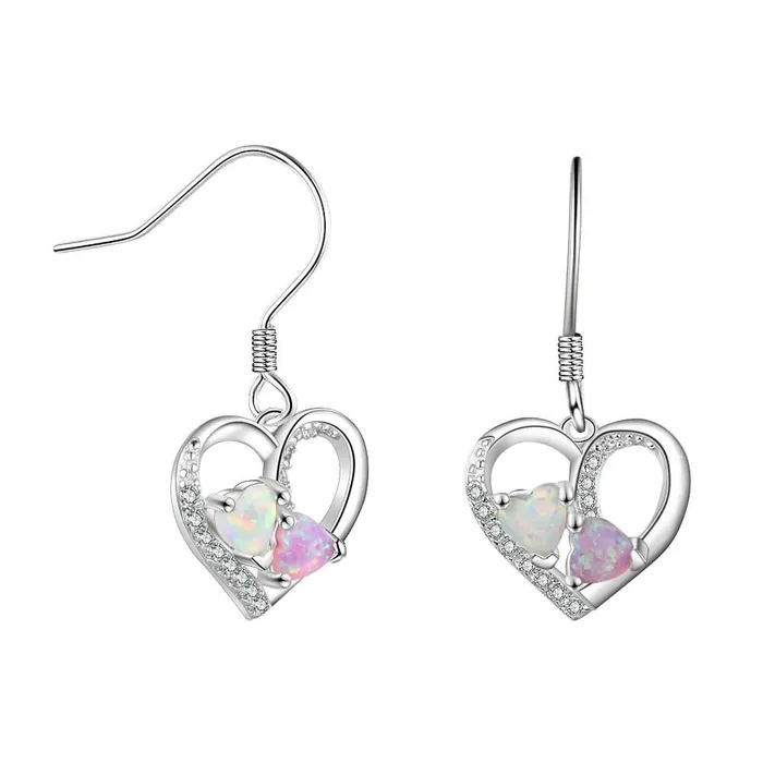 Personalized Jewel Earrings Heart Colorful Opal Stone Drop Earrings for Women 925 Sterling Silver Earring Fashion Jewelry Gift For Love Personalized Jewel Earrings Heart Colorful Opal Stone Drop Earrings for Women 925 Sterling Silver Earring Fashion Jewelry Gift For Love