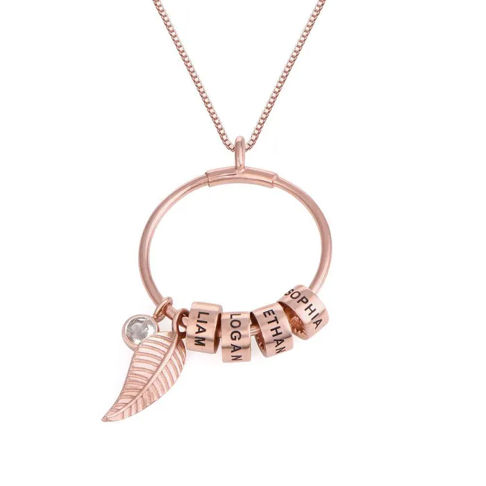 Personalized Jewel Necklaces Custom Circle Pendant Necklace 5 Custom Names Birthstones