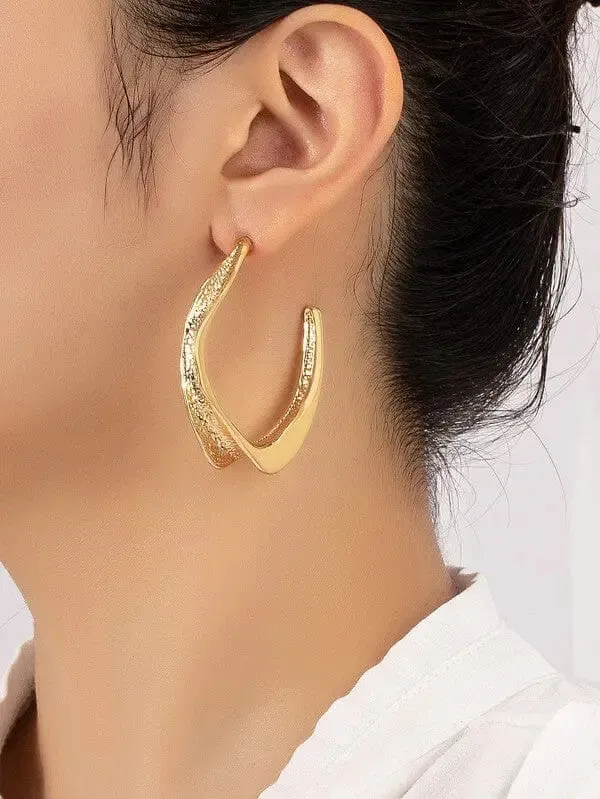 Poet Street Boutique Earrings Twisted Metal Hoop Earrings