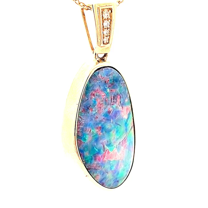 PreStyled Sets Australian Opal Doublet Pendant Set in 14K Yellow Gold Australian Opal Cutters
