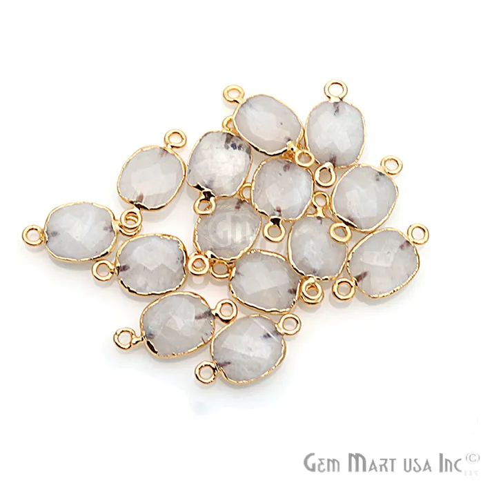 PreStyled Sets GemMartUSA Rainbow Moonstone 10x12mm Octagon Gold Electroplated Gemstone Connector