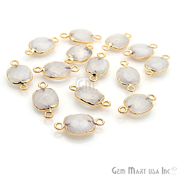 PreStyled Sets GemMartUSA Rainbow Moonstone 10x12mm Octagon Gold Electroplated Gemstone Connector PreStyled Sets GemMartUSA Rainbow Moonstone 10x12mm Octagon Gold Electroplated Gemstone Connector