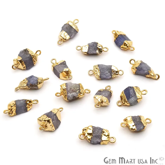 PreStyled Sets Rough Tanzanite Organic 19x10mm Gold Electroplated Double Bail Pendant Connector GemMartUSA