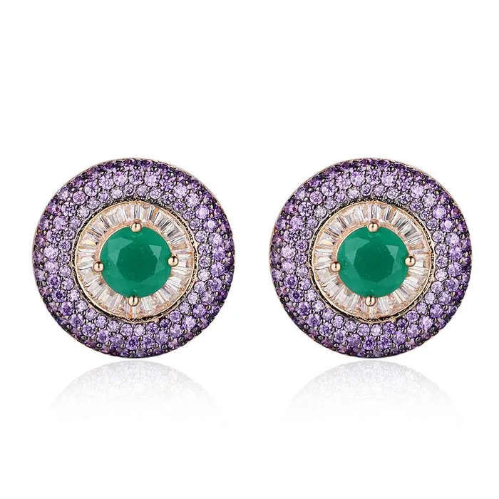 Pure Silver Stud Earrings Purple Button Earrings For Women Girl Fashion Birthday Party High Quality Jewelry Personalized Jewel Earrings Pure Silver Stud Earrings Purple Button Earrings For Women Girl Fashion Birthday Party High Quality Jewelry Personalized Jewel Earrings