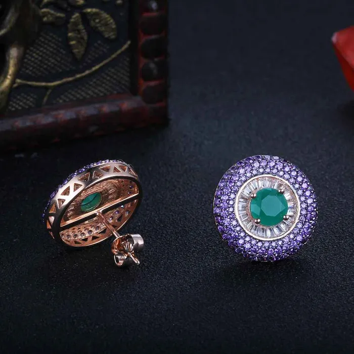 Pure Silver Stud Earrings Purple Button Earrings For Women Girl Fashion Birthday Party High Quality Jewelry Personalized Jewel Earrings