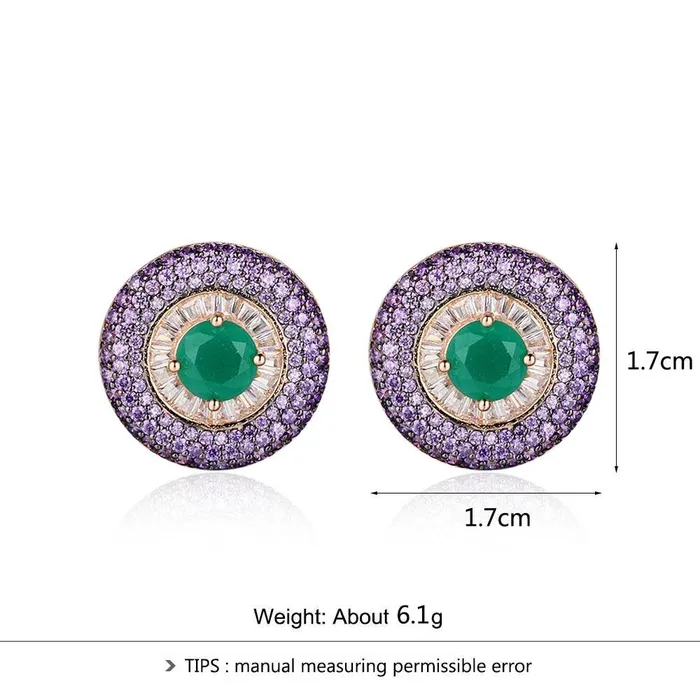 Pure Silver Stud Earrings Purple Button Earrings For Women Girl Fashion Birthday Party High Quality Jewelry Personalized Jewel Earrings