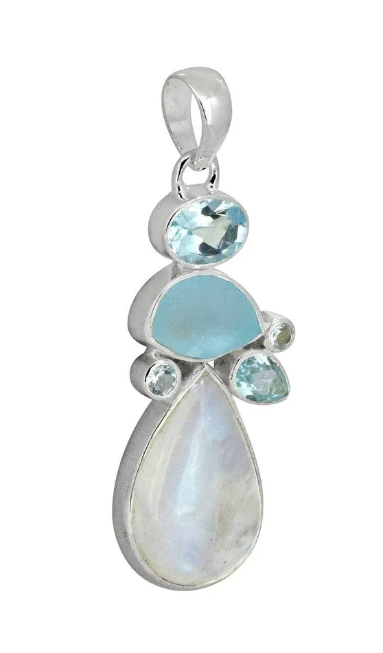 Rainbow Moonstone Labradorite Solid 925 Silver Pendant YoTreasure Necklaces