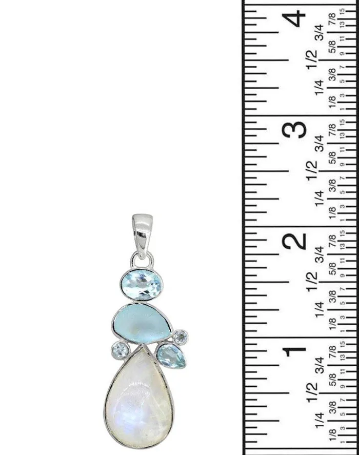 Rainbow Moonstone Labradorite Solid 925 Silver Pendant YoTreasure Necklaces