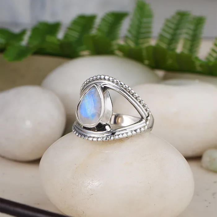 Rainbow Moonstone Ring 925 Sterling Silver Gemstone Jewelry YoTreasure Rings