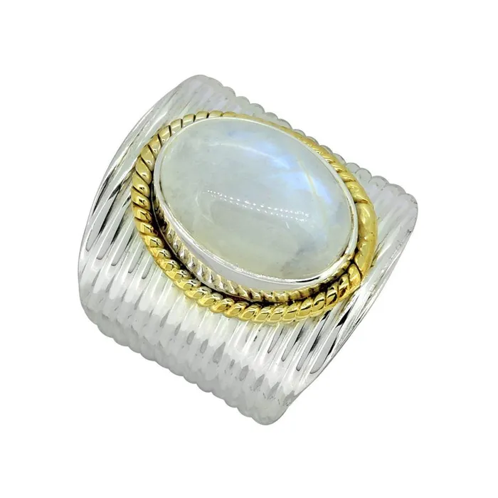 Rainbow Moonstone Solid 925 Sterling Silver Brass Hammered Ring Jewelry YoTreasure Rings Rainbow Moonstone Solid 925 Sterling Silver Brass Hammered Ring Jewelry YoTreasure Rings