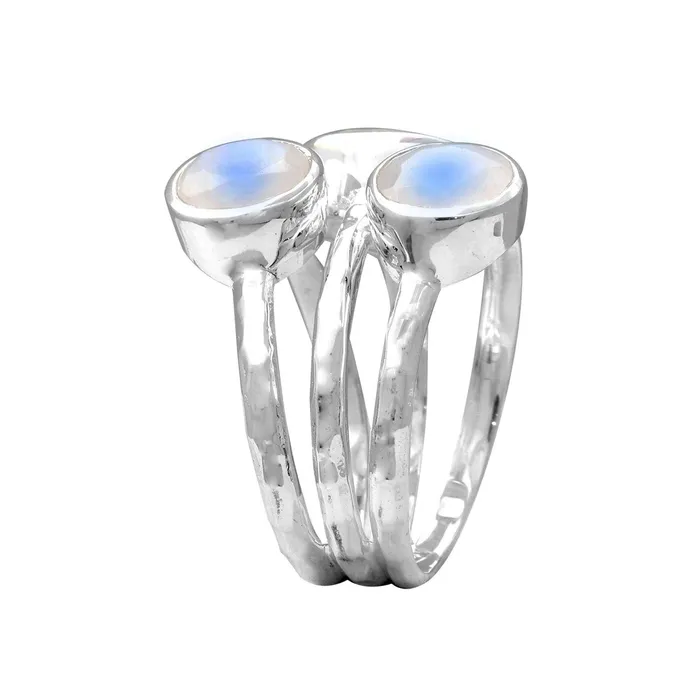 Rainbow Moonstone Solid 925 Sterling Silver Split Shank Ring Jewelry YoTreasure Rings