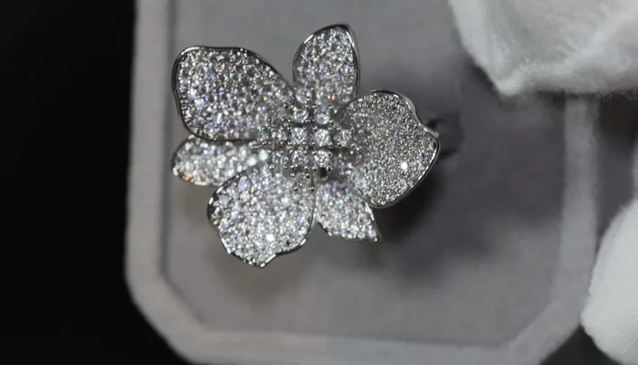 Rings Diamond Flower Ring Diamond Charm Ring Lab Diamonds London