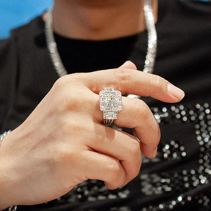 Rings Iced Out Ring Mens Iced Out Rings Womens Iced Out Ring Iced Out Rings UK Baguette Ring Mens Iced Out Pinky Ring Wedding Band Minx London