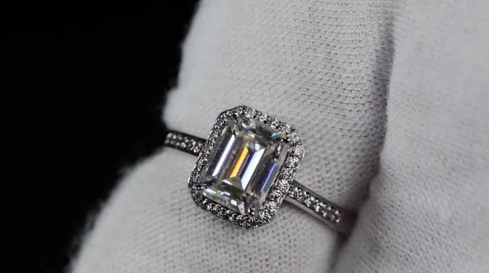 Rings Lab Diamonds London 20ct Moissanite Diamond Ring Emerald Cut Moissanite Diamond Engagement Ring